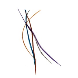 Real Feather Hair Extensions 5 Pack + Rings/Loop (Midnight Naturals)