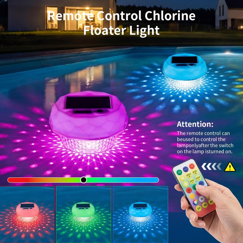 Upgrade 3-in-1 Solar Pool Light Floater, Chlorine Dispenser with Digital