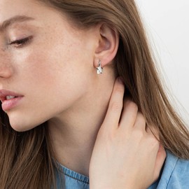 Relveo Silver Hoop Earrings for Women Trendy Star Earrings Hoop for Women Silver Hypoallergenic Small Hoops Earrings Gift for Women