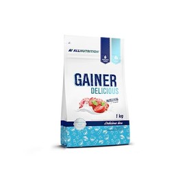ALLNUTRITION Gainer Delicious Protein Pulver | Geschmack: Erdbeere/strawberry | 1000g je Packung | Eiweiss Whey Muskelaufbau Buttermilch Fitness Bodybuilding | Nahrungsergänzungsmittel