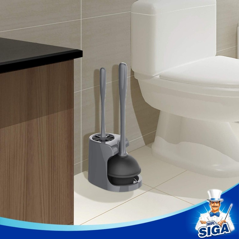 MR.SIGA Toilet Plunger and Bowl Brush Combo for Bathroom Cleaning,