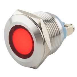 SeKi 19 mm LED Indicator Light in Red 6-24 V; V2A Stainless Steel Signal Light - Indicator Light, Indicator, Indicator Light, Power Indicator