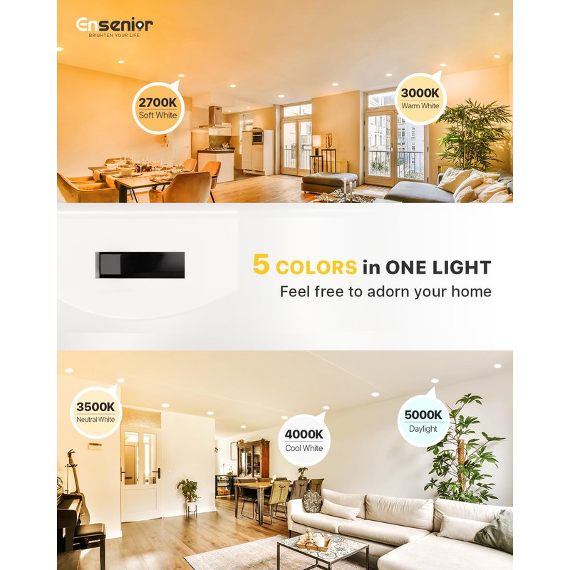 Ensenior 4 Inch LED Can Lights 4 Pack, Dimmable Retrofit