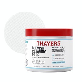 Thayers Almohadillas para eliminar imperfecciones, tratamiento de acné con ácido salicílico para cara, reducción de poros, exfoliante y calmante para el cuidado de la piel, almohadillas de tóner de hamamelis, 60 unidades