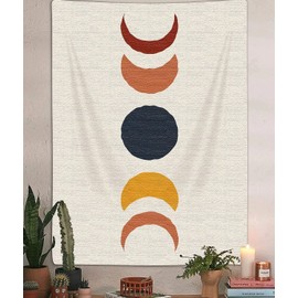 JAWO Tapiz vertical bohemio de fase lunar, tapiz estético clásico abstracto arcoíris para colgar en la pared para recámara, decoración moderna retro de mediados de siglo 70, póster, manta para recámara universitario (40 x 60 pulgadas)
