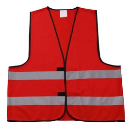 4business Pack of 4 Reflective Vest Red for Adults Sizes S - 3XL Polyester Washable Safety Vest Set of 4 (2XL/3XL), red
