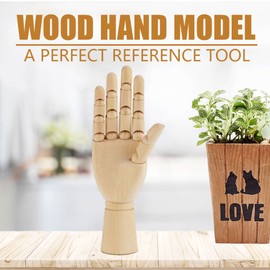 Wooden Hand Model with Hoses for Artists, Home Decoration, Artwork Reference Tool, Made of Durable Hardwood (Right Hand from 10