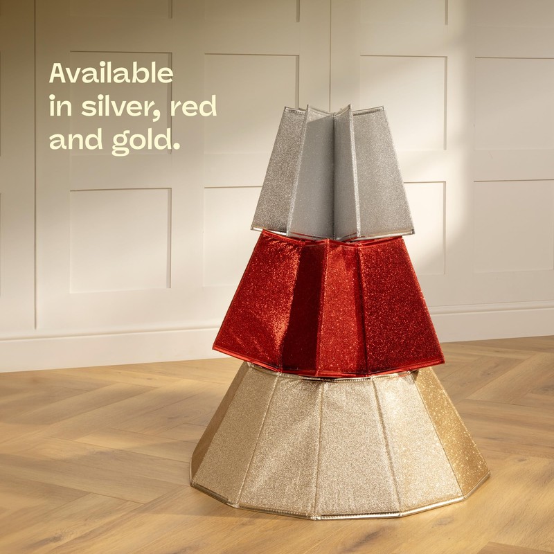 Christmas Village Glossy Red Collapsible Tree Skirt 68cm – Durable