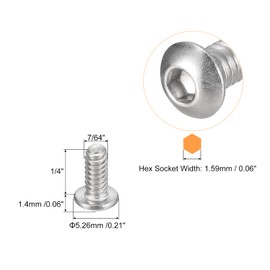 QUARKZMAN #4-40x1/4 Inch Switch Head Socket Cap Screws 50pcs 304 Stainless Steel Fasteners Hex Bolt Screws Fully Threaded Hex Drive Screws