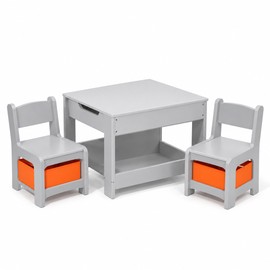 Kids Activity Table and Chair Set for Drawing and Learning – 4-in-1 Wooden Play Table with Removable Top and Storage