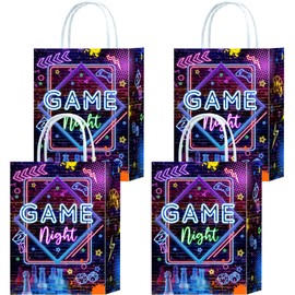 16 Pieces Game on Goodie Bags for Gamer Birthday Party Supplies,Arcade Gaming Gift Snacks Treat Candy Party Favors Bags with Handles for Kids Adults Video Game Theme Party Decorations (Game Night)