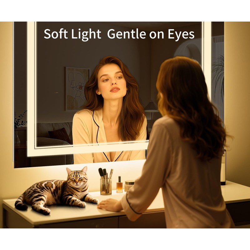 InfiniGlass 30"x24" LED Bathroom Mirror with Anti-Fog, Stepless Dimmable Lights,