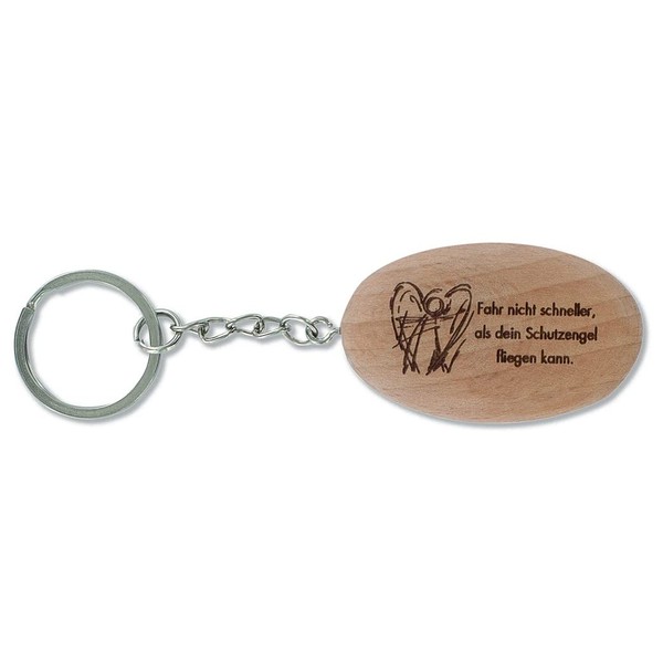 Guardian Angel Keyring, wood-coloured