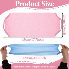 7 Pcs Exfoliating Back Scrubber with Handles, Nylon Back Exfoliator Extended Length Back Washers Scrubbers, Stretchable Exfoliating Washcloth Pull Strap Shower Scrubber for Body Cleans Skin Massages