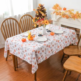 Siilues Fall Tablecloth 52 x 70 Inch, Fall Decorations for Home Waterproof Pumpkin Decor Fall Decor Seasonal Thanksgiving Holiday Decor Scallop Edge Table Cover Party Dining Table Decorations