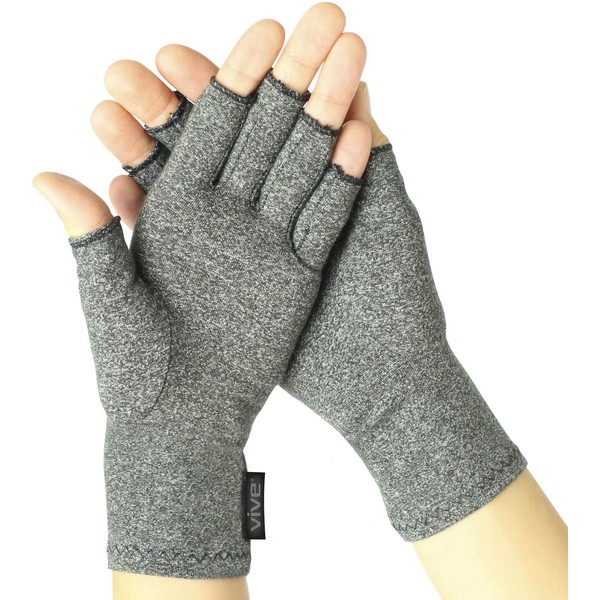 Vive Arthritis Gloves - Compression Gloves for Rheumatoid & Osteoarthritis - Hand Gloves Provide Arthritic Joint Pain Symptom Relief - Men & Women - Open Finger (Medium)