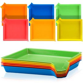 Reallnaive 6 Pcs Multicolor Plastic Sorting Funnel Trays Quick Sorting Activity Serving Tray Stackable Funnel Plate Activity Craft Organizer for Back to School Classroom DIY Projects Organizing Supply