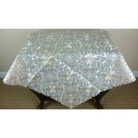 Grantlinen Wedding Polyester Embroidered Embroidery Square Tablecloth 51x51" Table Tablet