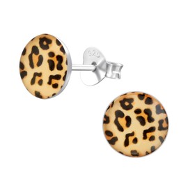 Monkimau Girls' Earrings Leopard Pattern Stud Earrings Made of 925 Sterling Silver, Sterling Silver