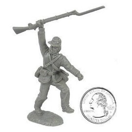 Civil War 1863 Union Infantry Charging Plastic Army Men: 16 GRAY 54mm Figures - 1:32 scale