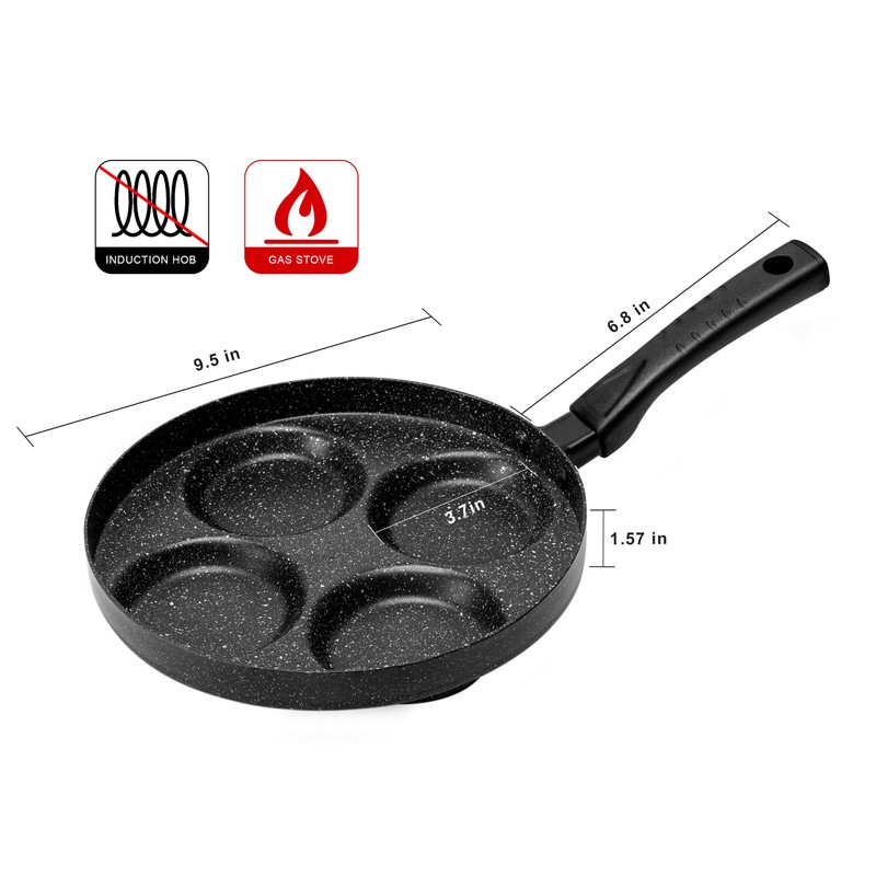 MyLifeUNIT Aluminum 4-Cup Egg Frying Pan, Non Stick Egg Cooker