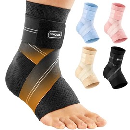 WHCOOL Ankle Support Compression Sleeve, 7 Compression Zones Ankle Brace,Dark,XL(Pack of 1)
