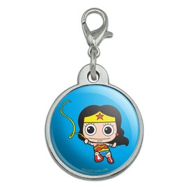 GRAPHICS & MORE Wonder Woman Cute Chibi Golden Lasso Chrome Plated Metal Pet Dog Cat ID Tag