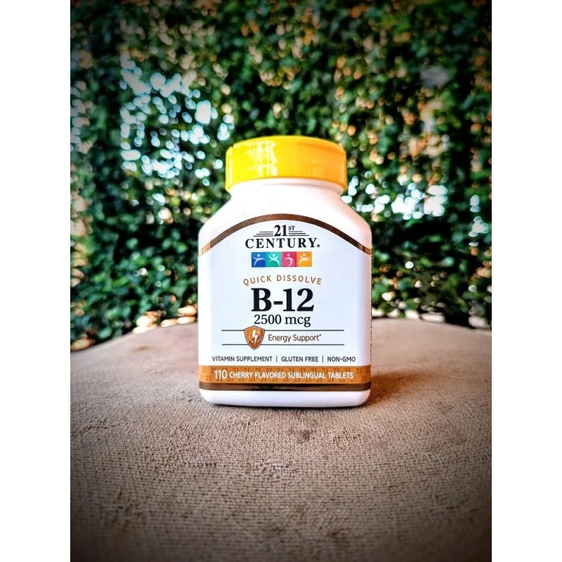 Suplemento Tabletas Sublinguales 21st Century Vitamina B12 Sabor Cereza Bote