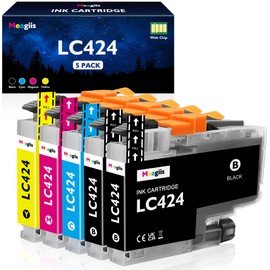 Meagiis LC424 LC 424 Ink Cartridge Multipack Compatible for Brother LC-424 LC-424VAL Ink Cartridge for Brother DCP-J1200W DCP-J1200WE J1200W J1200WE Printers (2 Black, 1 Cyan, 1 Magenta, 1 Yellow)