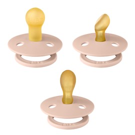 BIBS Colour Try-It Collection: 3 Pacifiers for Your Baby's Unique Needs, Cherry Shape, Symmetrical and Orthodontic Teats. Natural Rubber/Latex, 0+ Months (Pack of 3), Blush