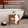 Teak Shower Bench Stool with Storage Shelf, Waterproof Shower Chair
