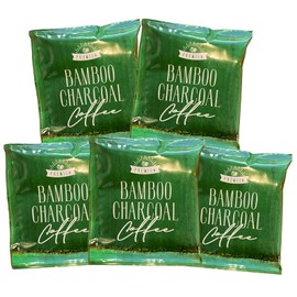Coffee Sha en Bamboo Charcoal Roasted Coffee, Premium 5 Piece Set (Drip Bag, Coffee, Colombian Beans, Ties Ties, Regular Coffee, Medium Fine Grinding)