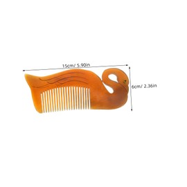 SAFIGLE 1PC Double Sided Ox Horn Hair Comb Static Swan Shape Engraved Comb for Smoothing and Detangling Portable Hairdressing Tool for Home and Travel