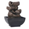 Tabletop Water Fountain Resin with Cascading Rock Waterfall and LED
