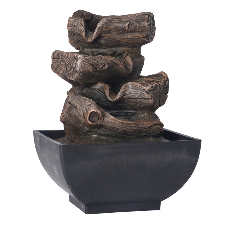 Tabletop Water Fountain Resin with Cascading Rock Waterfall and LED