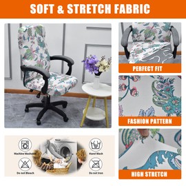 CRFATOP Stretch Computer Office Cover with Durable Zipper - Universal Rotating Desk Chair Slipcover, Simplism Style High Back, M, A04