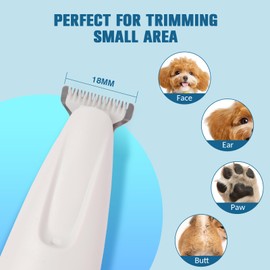 Pet Trimmer with LED Light & Low Noise - USB Rechargeable Cordless Paw Hair Trimmer for Dogs and Cats, Safe Grooming Tool for Paws, Face, Ears & Body, Home Use & Travel-Friendly