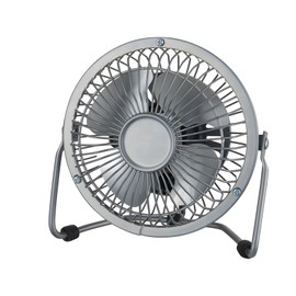 MAINSTAYS 4 INCH METAL MINI 360 DEGREE USB PERSONAL DESKTOP FAN, SILVER *NEW