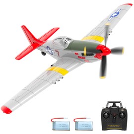 VOLANTEXRC RC Plane P51D Mustang V2, 4 Channel Remote Controlled Aeroplane with 2.4GHz 4CH RC Aeroplane RTF for Beginners, Kids and Adults, Includes USB Charging