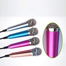 Jowxsx Silver Mini Singing Mic Equipment 3.5mm Mini Condenser Microphone Phone Karaoke Mic with Stand Singing Mini Handheld Microphone for Mobile Phone Laptop Notebook Handheld Wireless Microphones