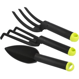 com-four® 3-Piece Premium Garden Tool Set - Small Cultivator, Flower Trowel and Flower Fork - for Garden and Balcony (03-Piece - Set 1)