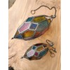 Moroccan Style Hanging Glass Tealight Lantern (Medium Purple/Pink)