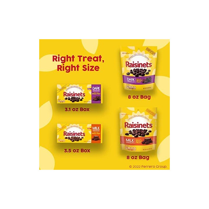 Raisinets, Milk Chocolate Covered California Raisins, Movie Theater Candy Box...
