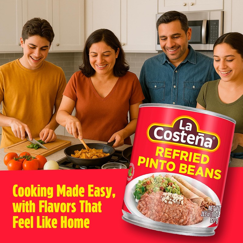 La Costeña Refried Pinto Beans - Ready-to-Eat Canned Refried Beans