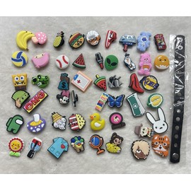 Unbranded 50 pcs Random Shoe Charms FOR Croc & Bracelet Shoe Wristband Included!! RANDOM!