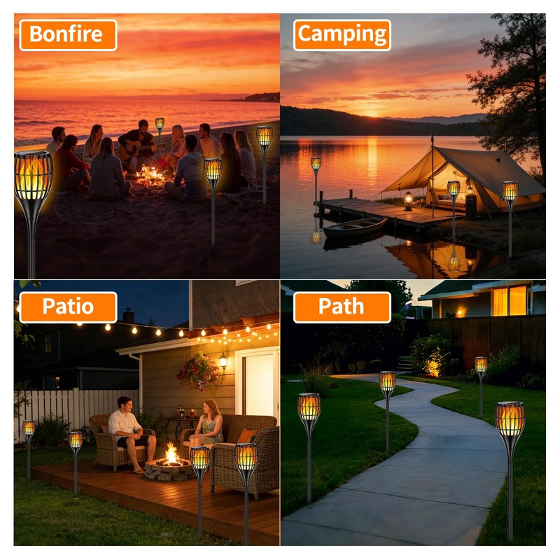 Solar Larger Torch Lights, 43" Solar Torch Lights Outdoor Flickering