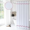youngseahome White Shower Curtain with Red Border, Modern Chic Faux
