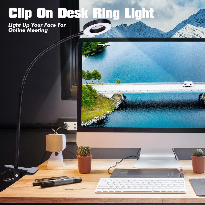 LuxLumin LED Desk Lamp with Clamp for Video Conference Lighting,
