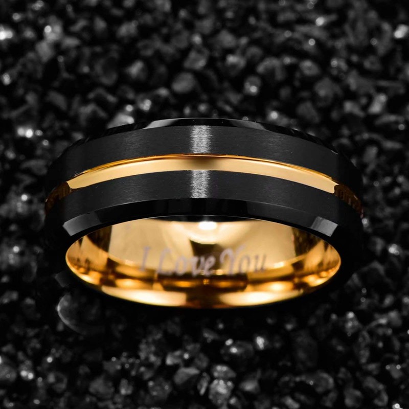 Nuncad Tungsten Men's Ring, Wedding Band, Couple Ring, Brushed, Simple,