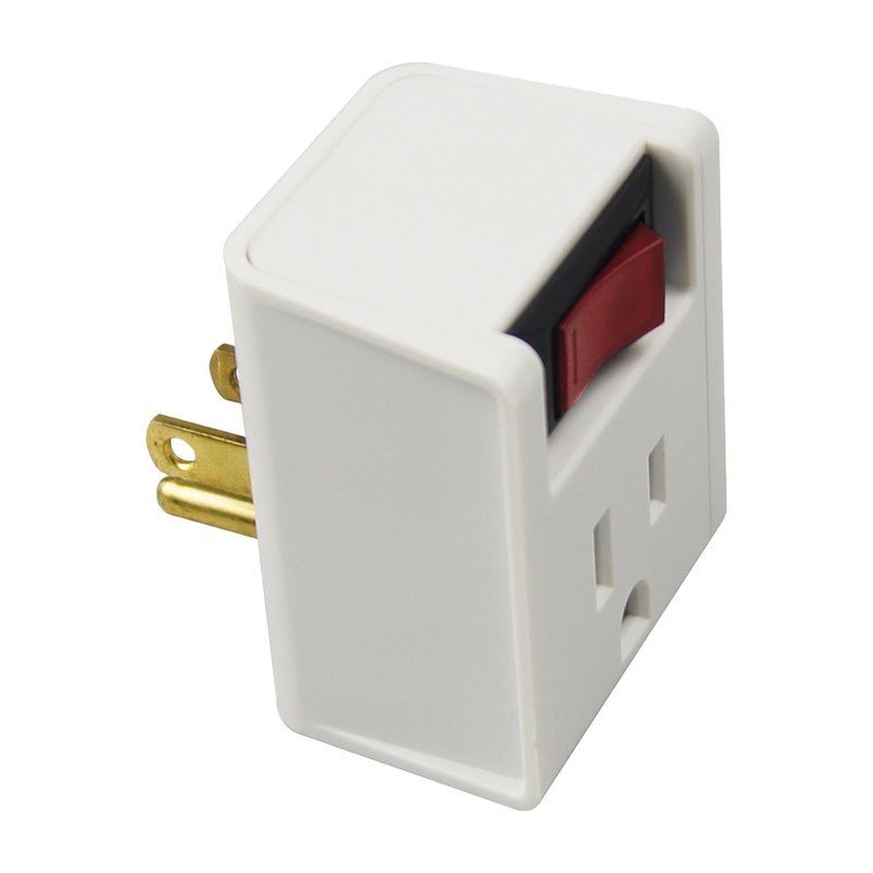 Grounded Single Outlet Power Adapter with Illuminated On/Off Rocker Switch,